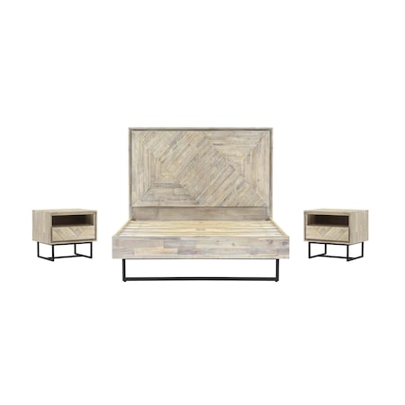 Armen Living Peridot 3 Piece Queen Bedroom Set in Natural Acacia Wood SETPEBDQN3A